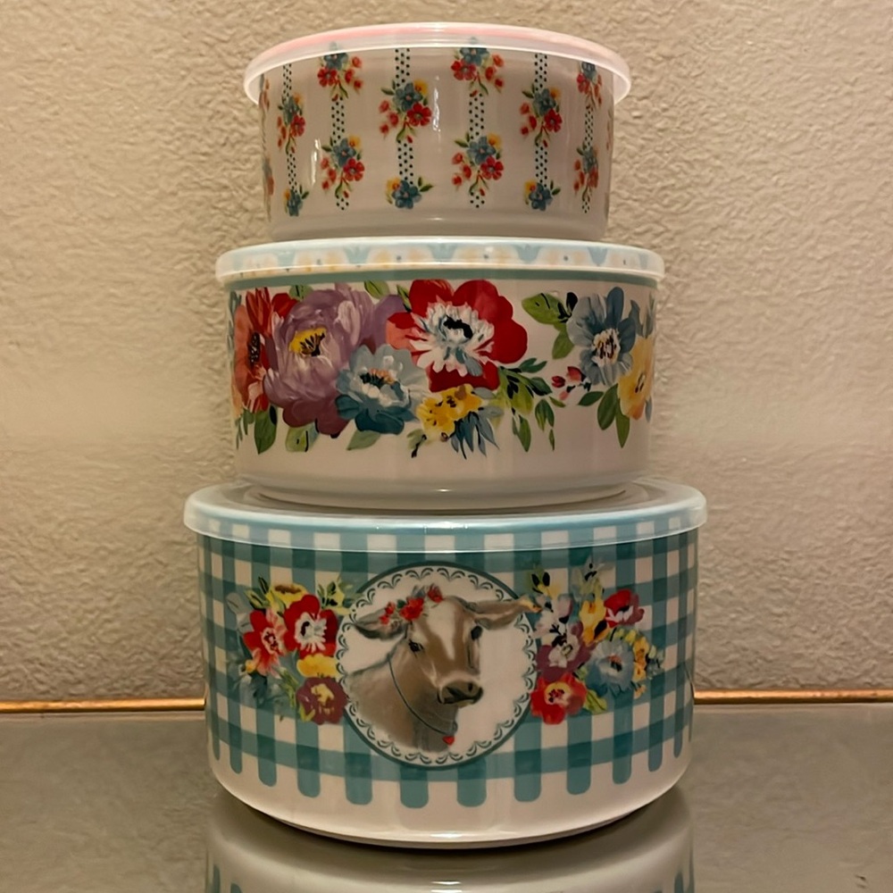 Pioneer Woman Sweet Romance Blossoms Stackable 6 Piece Bowl Set